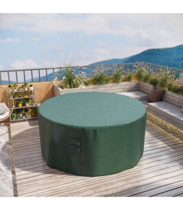 PVC Coated Large Round 600D Waterproof Outdoor Furniture Cover Green