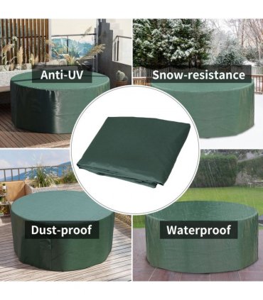 PVC Coated Large Round 600D Waterproof Outdoor Furniture Cover Green