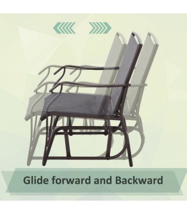 Steel Frame Set-of-2 Glider Rocking Chair w/ Table Set Grey