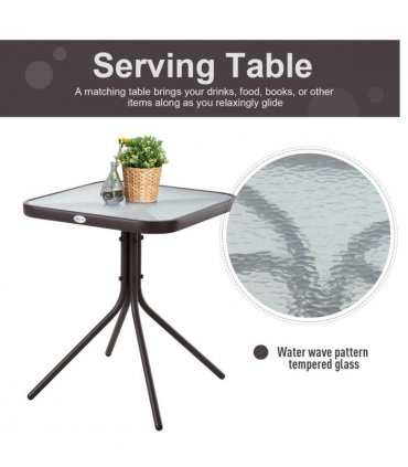 Steel Frame Set-of-2 Glider Rocking Chair w/ Table Set Grey