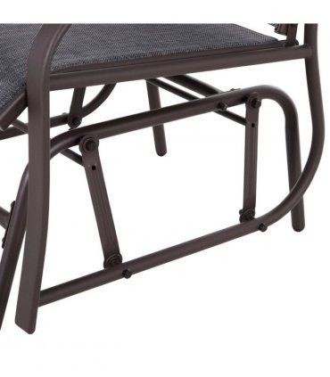 Steel Frame Set-of-2 Glider Rocking Chair w/ Table Set Grey