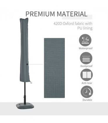 Garden Offset Umbrella Parasol Waterproof Cover-Grey