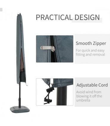 Garden Offset Umbrella Parasol Waterproof Cover-Grey