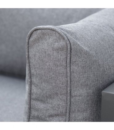 Daybed 6 Piece Sectional Sofa Set, & Coffee Table, Footstool & Cushions, Grey