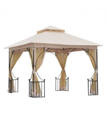 Metal Gazebo With Sides Beige  3m x 3m Waterproof Gazebo