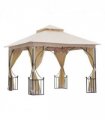 Metal Gazebo With Sides Beige  3m x 3m Waterproof Gazebo