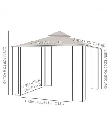 Metal Gazebo With Sides Beige  3m x 3m Waterproof Gazebo