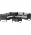 4-Piece PE Rattan Outdoor Garden Furniture Set Mixed Grey