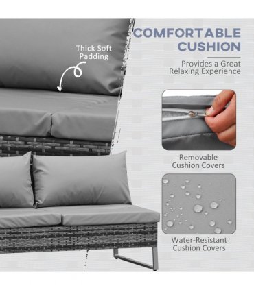 4-Piece PE Rattan Outdoor Garden Furniture Set Mixed Grey
