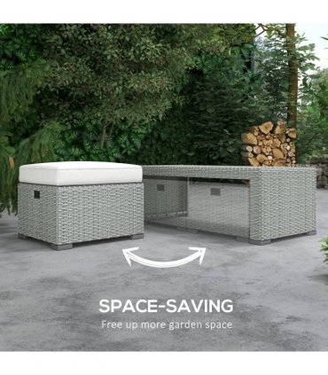 7-Seater Outdoor Garden Rattan Furniture Set w/ Recliners Grey
