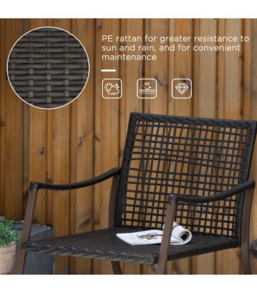 3 PCS Rocking Chair Bistro Set-Brown/Cream White