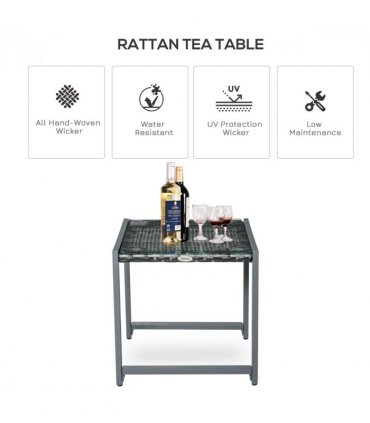 Rattan End Table Side Coffee Desk Outdoor Patio Garden Furniture