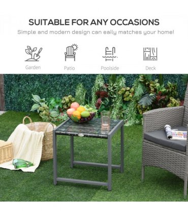 Rattan End Table Side Coffee Desk Outdoor Patio Garden Furniture