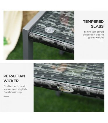 Rattan End Table Side Coffee Desk Outdoor Patio Garden Furniture