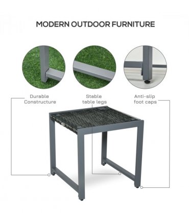 Rattan End Table Side Coffee Desk Outdoor Patio Garden Furniture