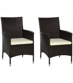 2 PC Rattan Chairs Set-Dark Coffee