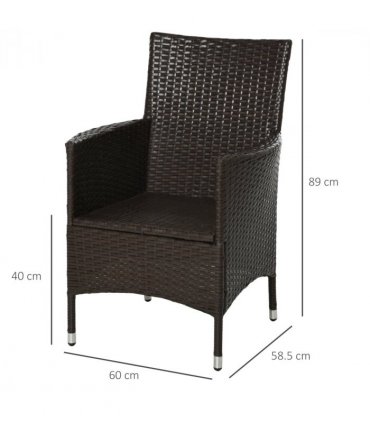 2 PC Rattan Chairs Set-Dark Coffee