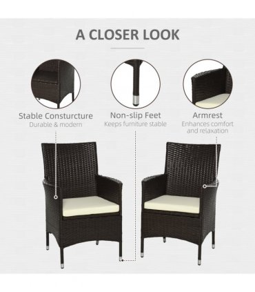 2 PC Rattan Chairs Set-Dark Coffee