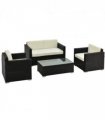 4 Pieces Rattan Sofa Set, Steel-Black