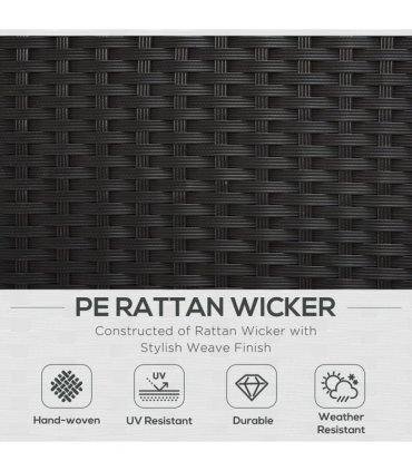 4 Pieces Rattan Sofa Set, Steel-Black