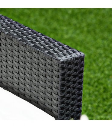4 Pieces Rattan Sofa Set, Steel-Black