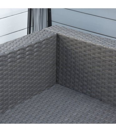 10 Pcs Rattan Sofa Set-Grey/Dusty Blue Cushion