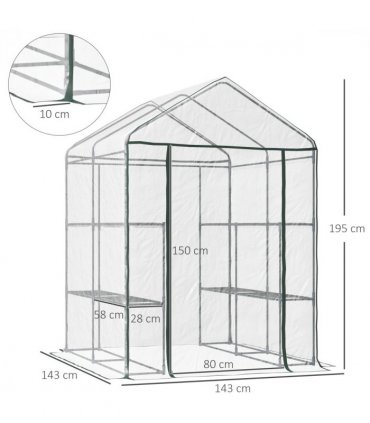 Steel Frame Greenhouse Steel Frame, 2 Shelves
