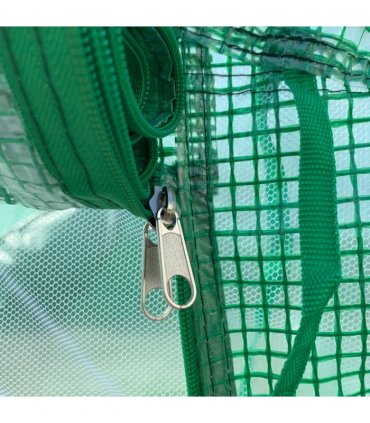Walk-in Garden Greenhouse Zippered Roll Up Door & 6 Windows, 3.5 x 3 x 2m, Green