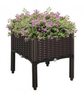 PP Raised Outdoor Garden Planter Box Brown