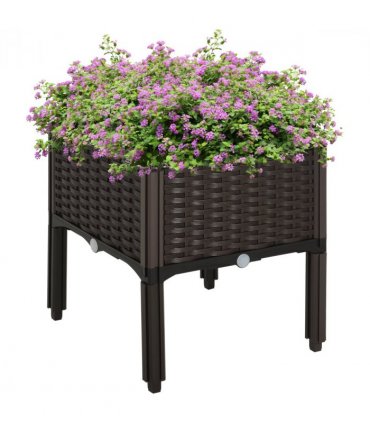 PP Raised Outdoor Garden Planter Box Brown