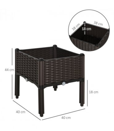 PP Raised Outdoor Garden Planter Box Brown