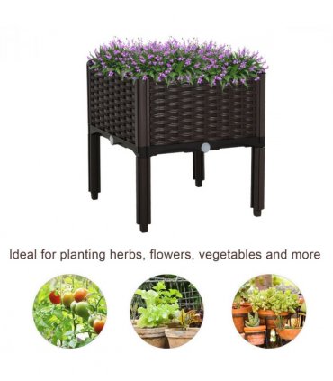 PP Raised Outdoor Garden Planter Box Brown