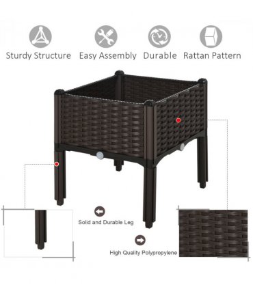 PP Raised Outdoor Garden Planter Box Brown