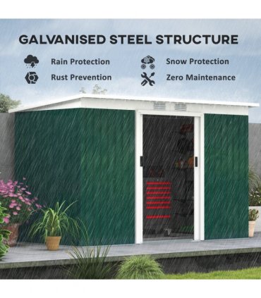 9ft x 4.25ft Garden Metal Storage Shed Equipment Tool Box Ventilation & Doors