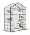 4 Tiers 8 Shelves Metal Frame Walk in Portable Greenhouse 143Lx73Wx195Hcm