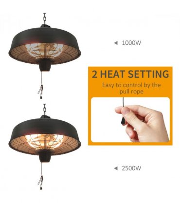Adjustable Infrared Heater 1000/2500W Halogen Electric Light Ceiling Hanging