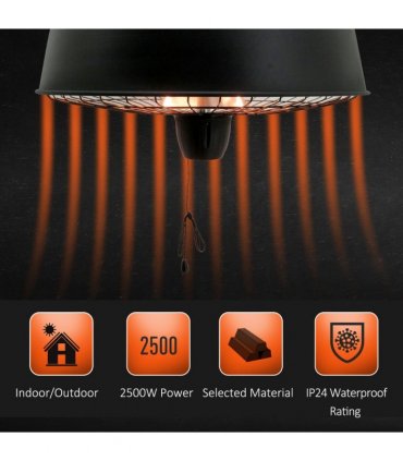 Adjustable Infrared Heater 1000/2500W Halogen Electric Light Ceiling Hanging
