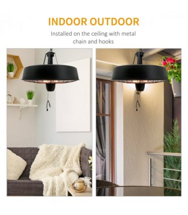 Adjustable Infrared Heater 1000/2500W Halogen Electric Light Ceiling Hanging