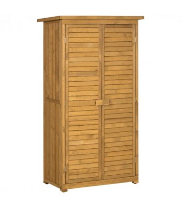 Wooden Garden Storage Shed Unit, 3-Tier Shelves Tool Cabinet Organizer