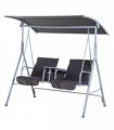 Steel Frame 2-Seater  Swing Chair w/ Table Grey