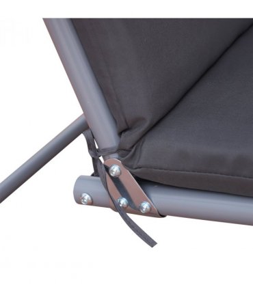 Steel Frame 2-Seater  Swing Chair w/ Table Grey