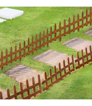 12 Pack Wooden Border Fences, Garden Fixed Picket Fence