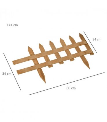12 Pack Wooden Border Fences, Garden Fixed Picket Fence