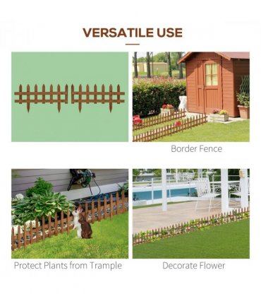 12 Pack Wooden Border Fences, Garden Fixed Picket Fence