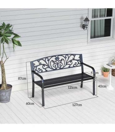 2-Seater Garden Bench, Steel-Black