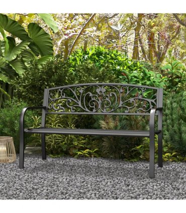 2-Seater Garden Bench, Steel-Black