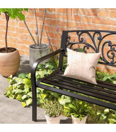 2-Seater Garden Bench, Steel-Black