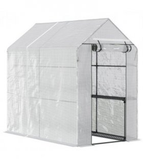 Walk in Garden Greenhouse with Shelves Steeple 186Lx120Wx190Hcm White