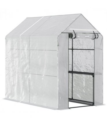 Walk in Garden Greenhouse with Shelves Steeple 186Lx120Wx190Hcm White