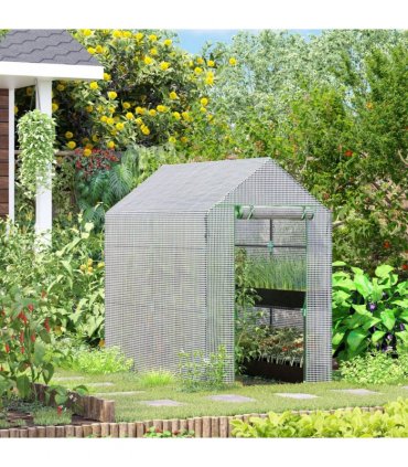 Walk in Garden Greenhouse with Shelves Steeple 186Lx120Wx190Hcm White